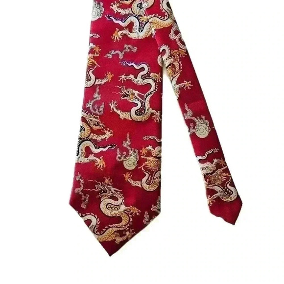 Family Tree red dragon tie Introducing the Family Tree Red Satin Dragon Tie - Picture 1 of 5